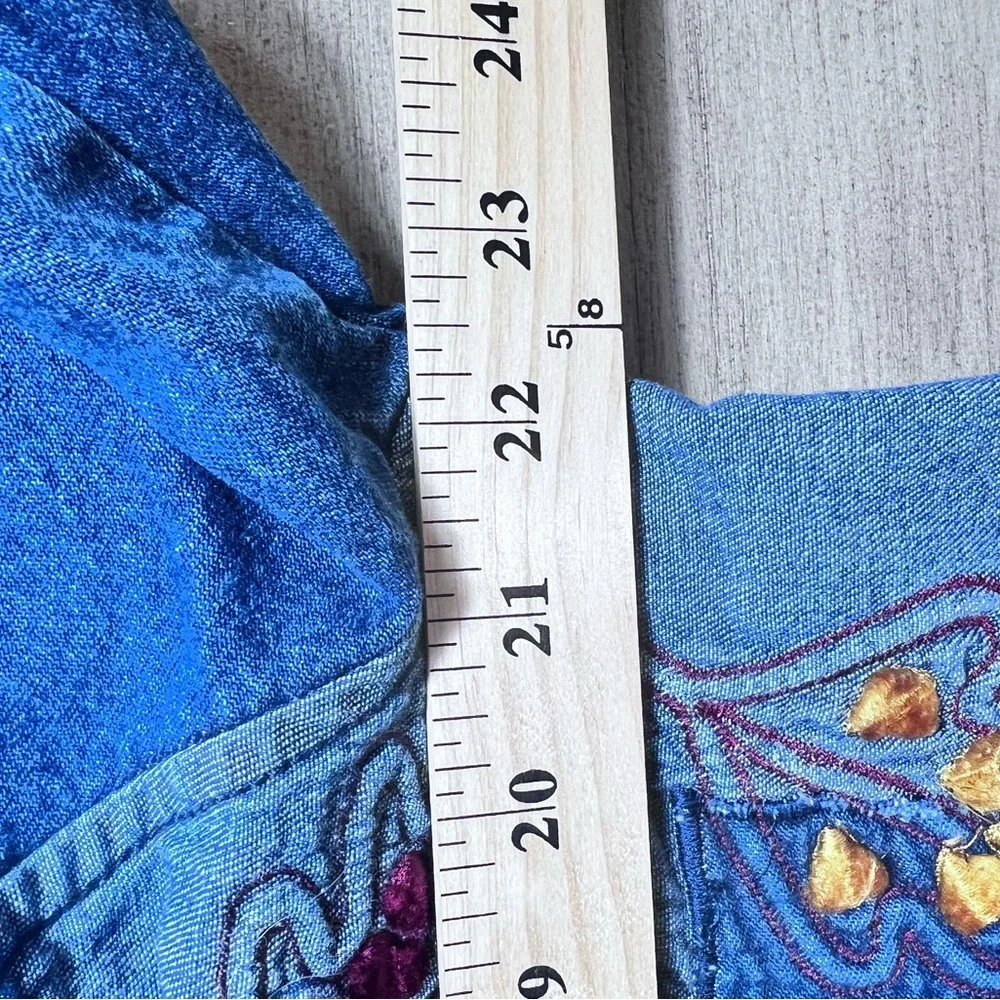 Vintage Embroidered Quilted Denim Shacket XL Coastal Cowgirl Coastal Grandma - Picture 11 of 16